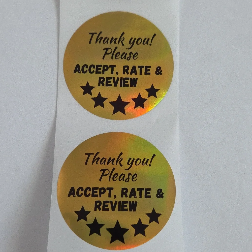 100 Thermal Thank you Stickers 1.57